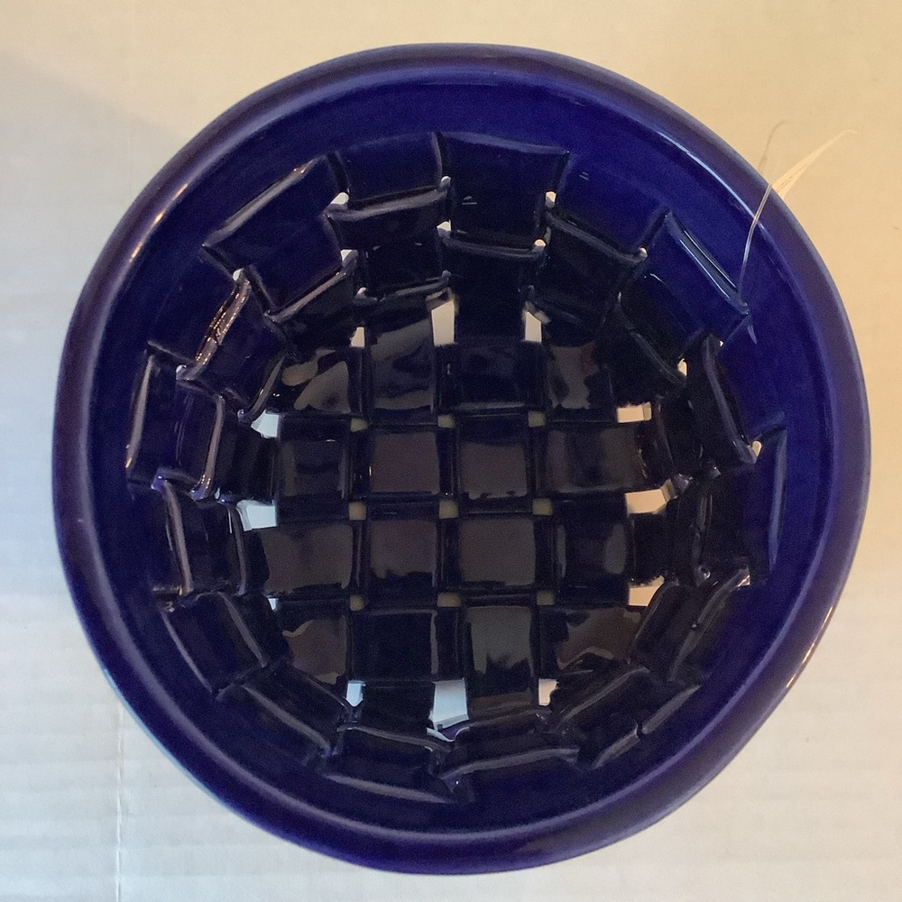 Primogi Italy Basket Weave Ceramic Container Blue New - Picture 7 of 12